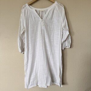 Next White Coverup Beach Dress Size 12 UK Size 8 US 3/4 Sleeves V Neck